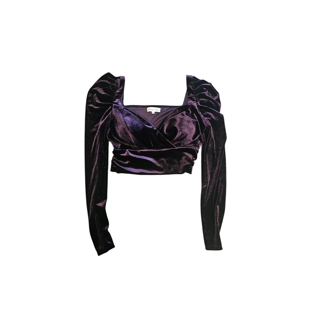 Honey & Rosie purple velvet velour sweetheart crop top padded medium boycon y2k